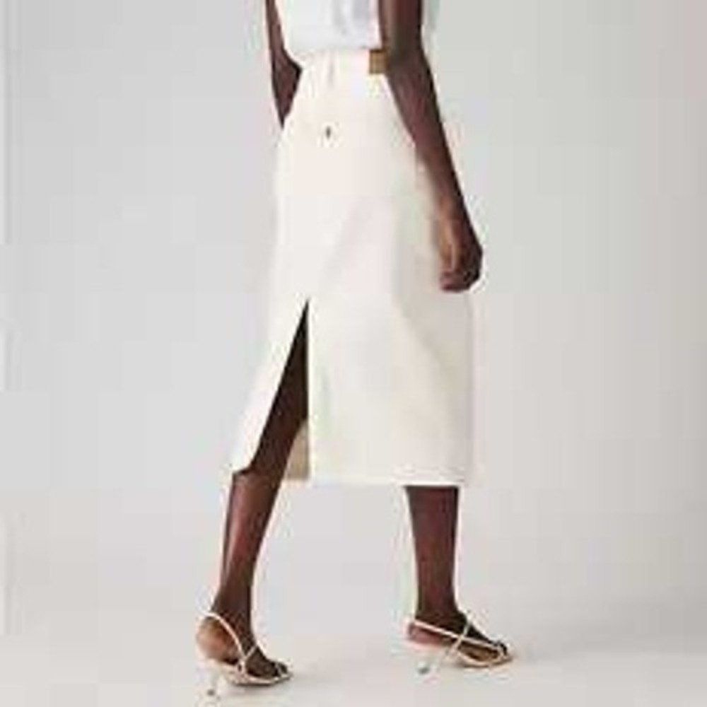 Levi's‎ Cream Denim Carpenter Pencil Midi Skirt Women's Size 27 Waist - Picture 3 of 9